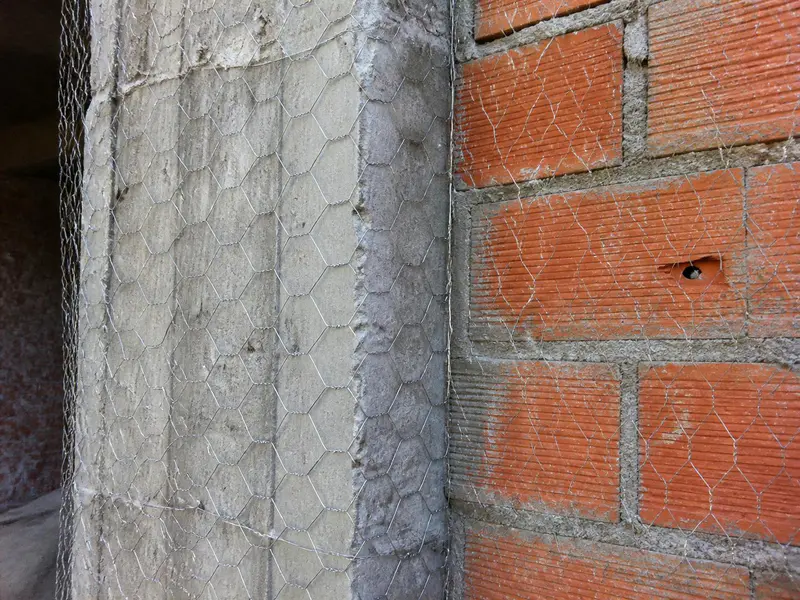 Chicken wire mesh installation for plastering