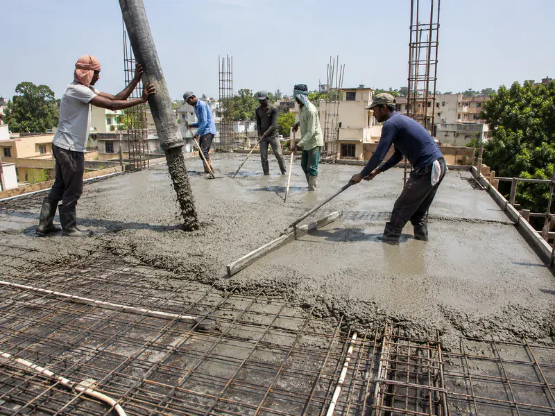 Concrete roof slab casting and reinforcement work India