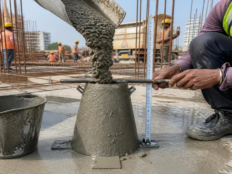Concrete slump test for house construction quality check