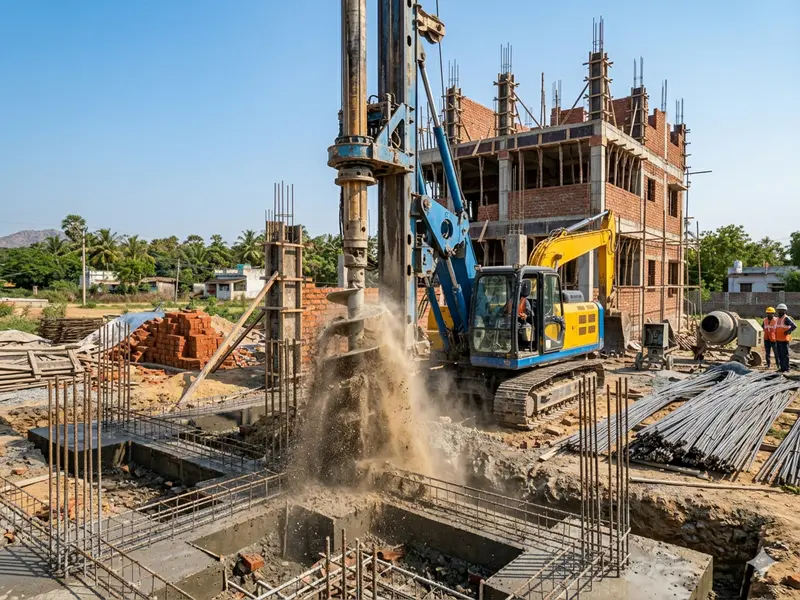 Deep pile foundation hydraulic drilling rig