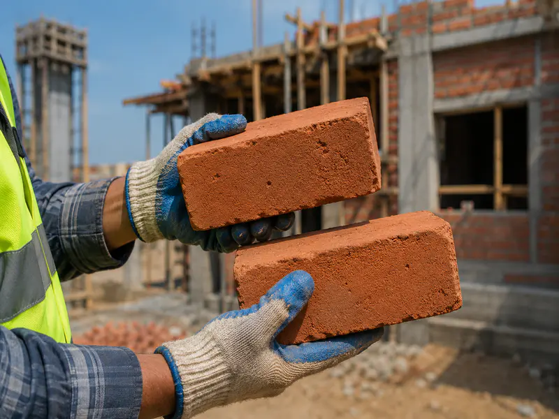 On-site quality check and hardness testing of red clay bricks