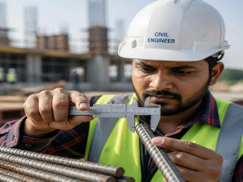 On site steel reinforcement weight verification by civil engineer