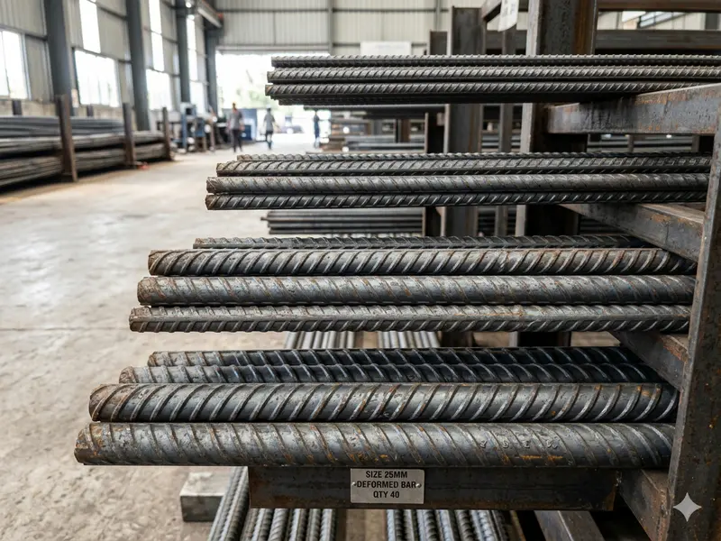 Standard steel rebar diameters for construction