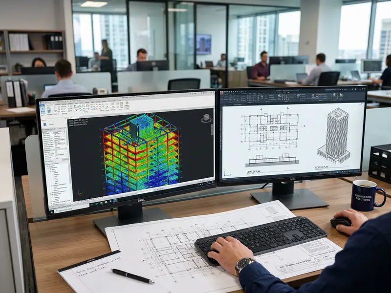 Structural engineer designing high rise building model