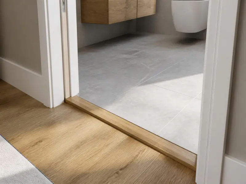 Bathroom floor level drop to prevent water overflow