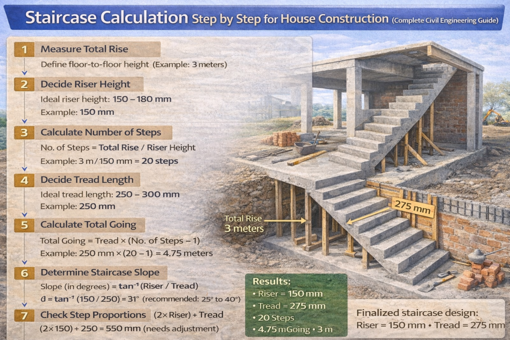 staircase calculation for house construction