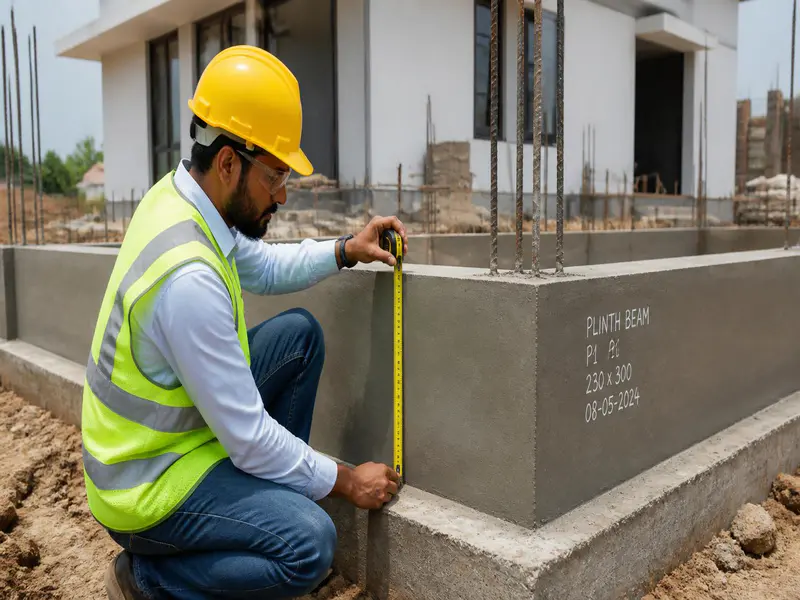 Civil engineering site quality check for plinth construction