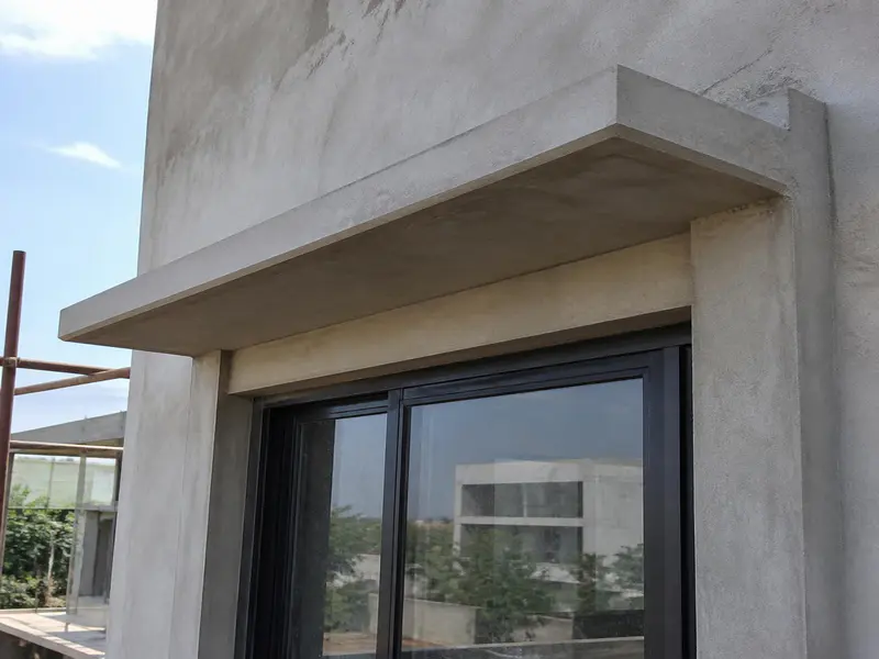Integrated Lintel Beam with Cantilevered Sunshade Chajja