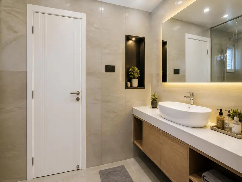 Waterproof WPC door installation for bathroom