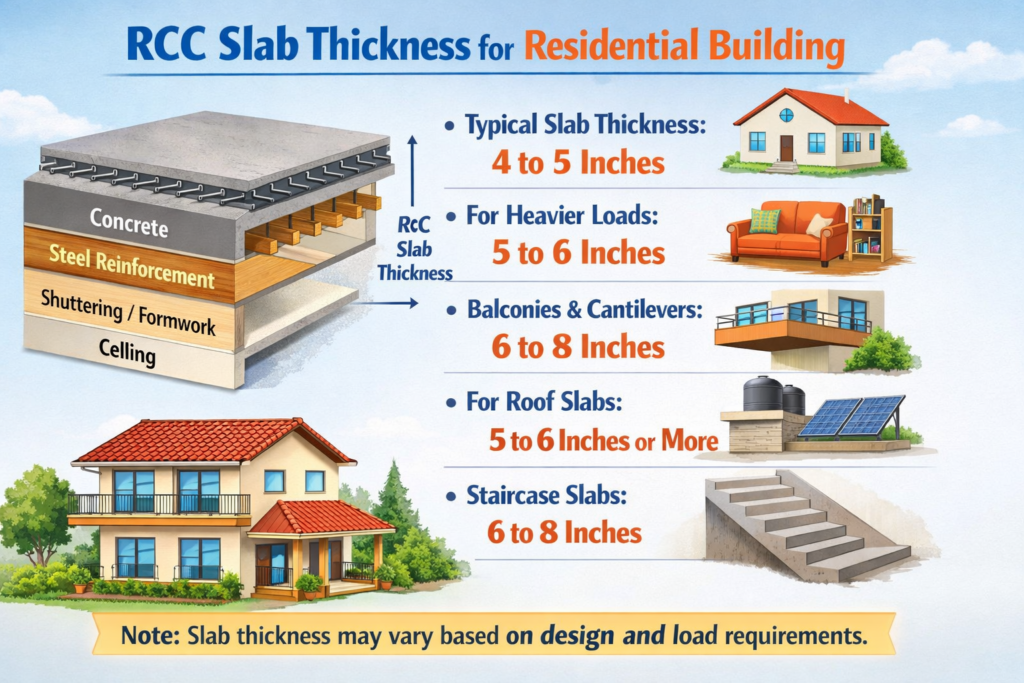 RCC Slab Thickness for Residential Building
