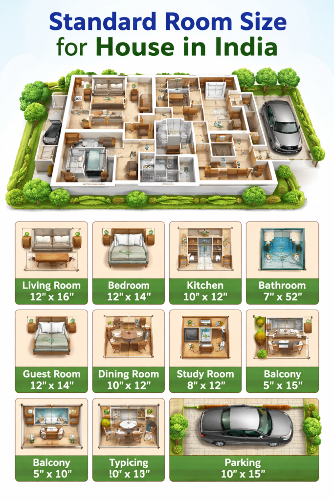 Standard Room Size for House in India