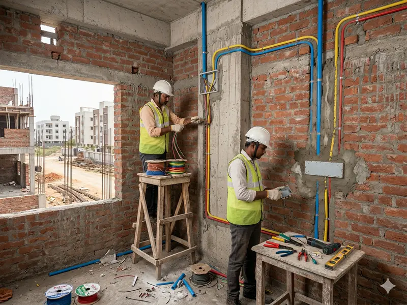 Concealed Wiring Installation in House Construction