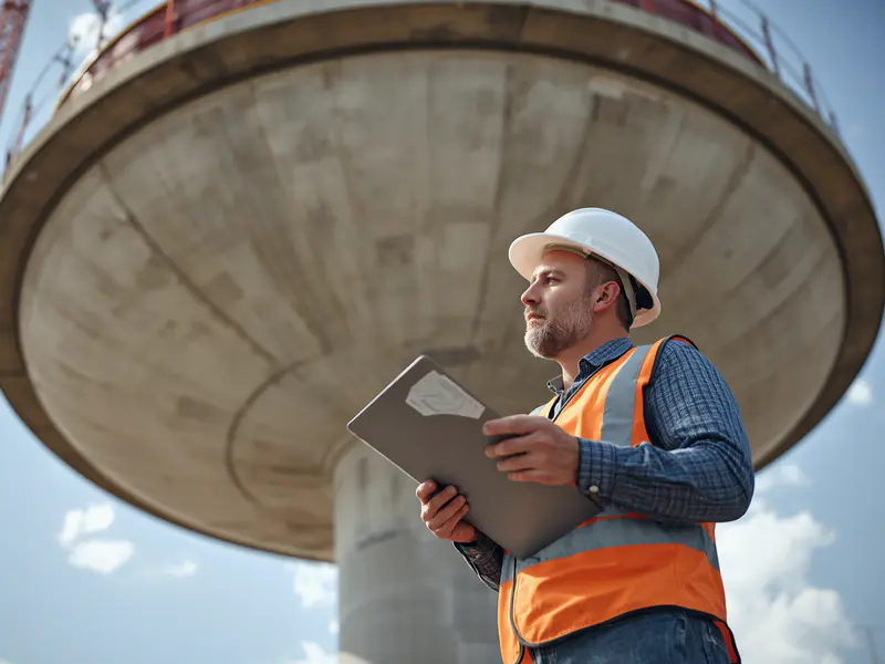concrete water tank quality check and leak testing on site