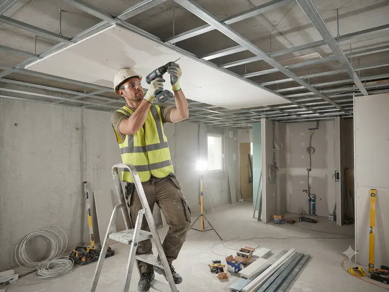 False ceiling installation work in progress