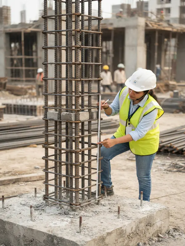 RCC column reinforcement inspection before concreting