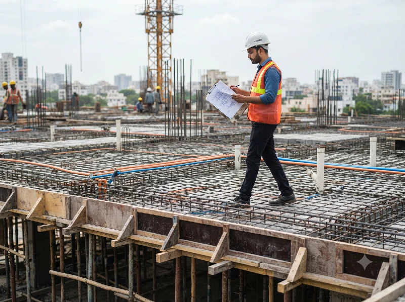 RCC pre-pour inspection of reinforcement formwork and embedded services