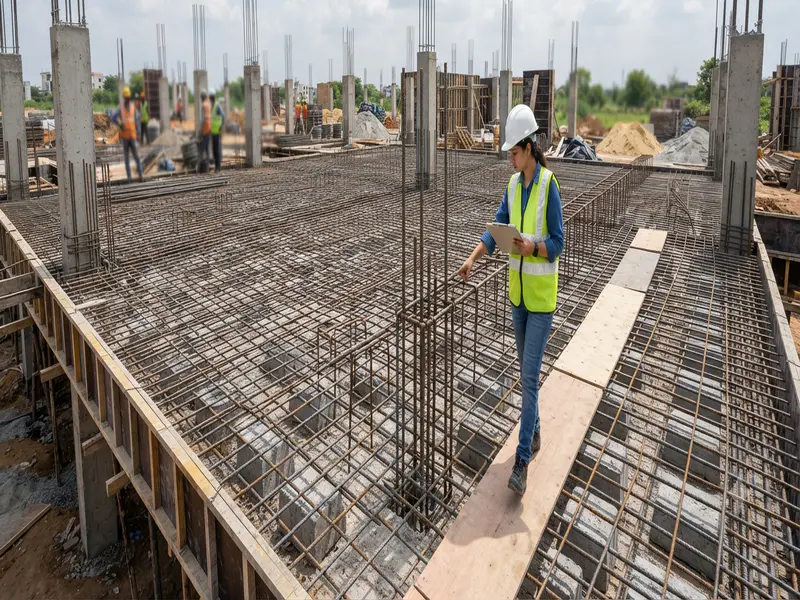 RCC slab reinforcement inspection before concreting